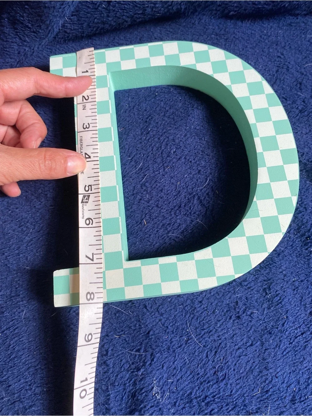 Decorative Checkerboard Letter 'D' in Mint Green and White